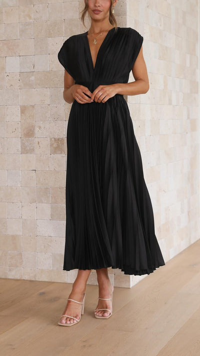 Alexis – Draped V-Neck Pleated Dress