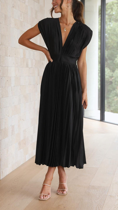 Alexis – Draped V-Neck Pleated Dress