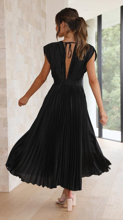 Alexis – Draped V-Neck Pleated Dress