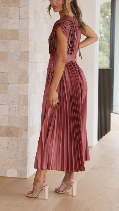 Alexis – Draped V-Neck Pleated Dress